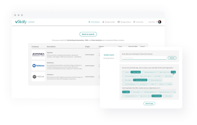 Search vendors